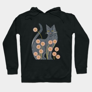 Gray Cat And Flowers Hoodie